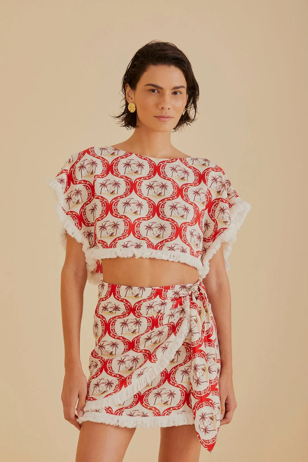 Summer Beach LENZING™ ECOVERO™ Euroflax™ Mini Skirt sold by FARM Rio