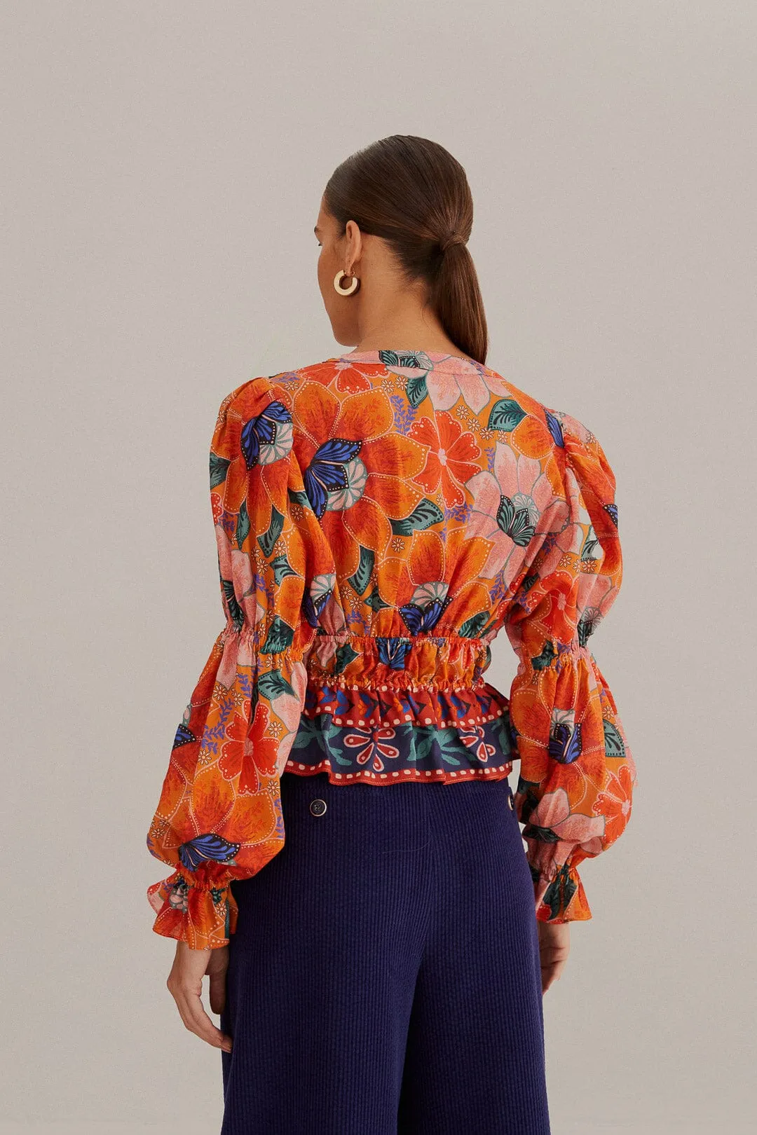 Orange Marias Floral Long Sleeve Blouse sold by FARM Rio product image thumbnail 3