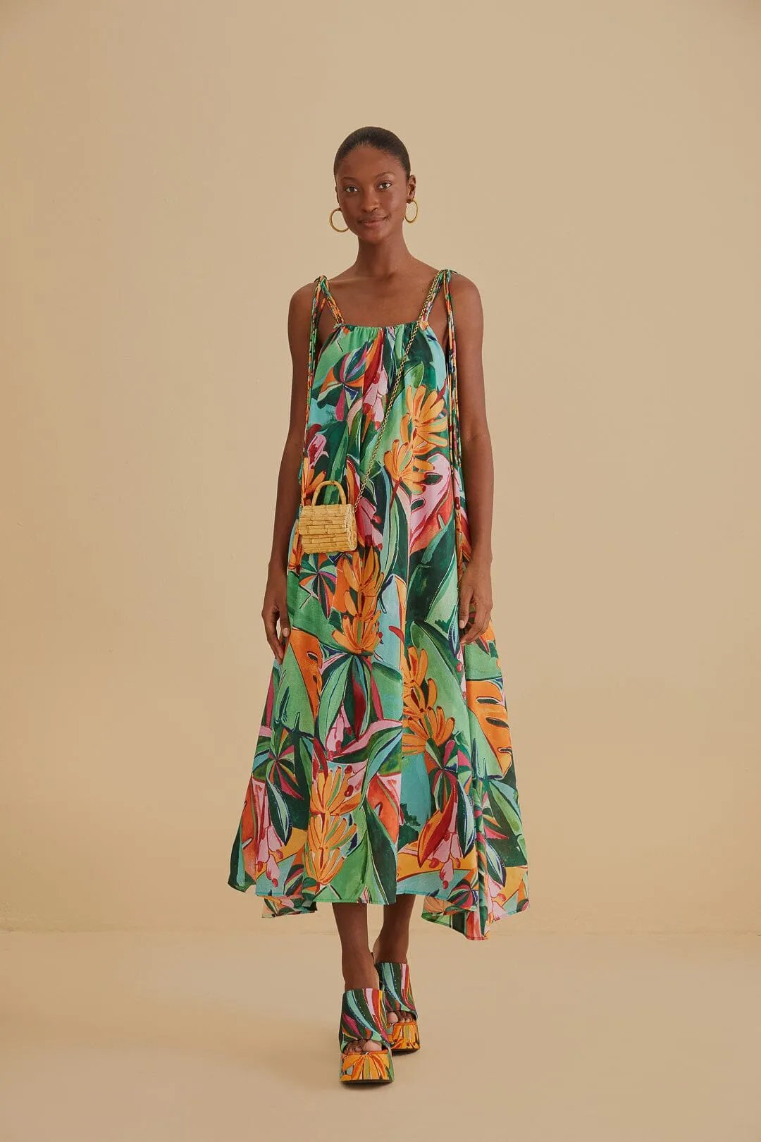 Multicolor Banana Foliage Sleeveless Midi Dress sold by FARM Rio