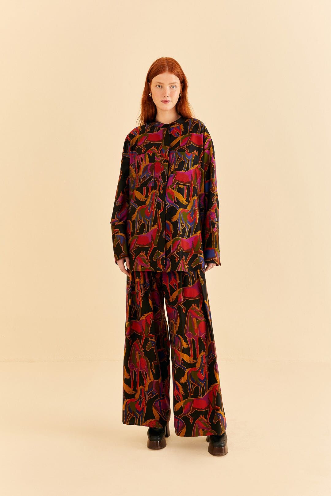 Black Wild Horses Maxi Shirt sold by FARM Rio product image thumbnail 2