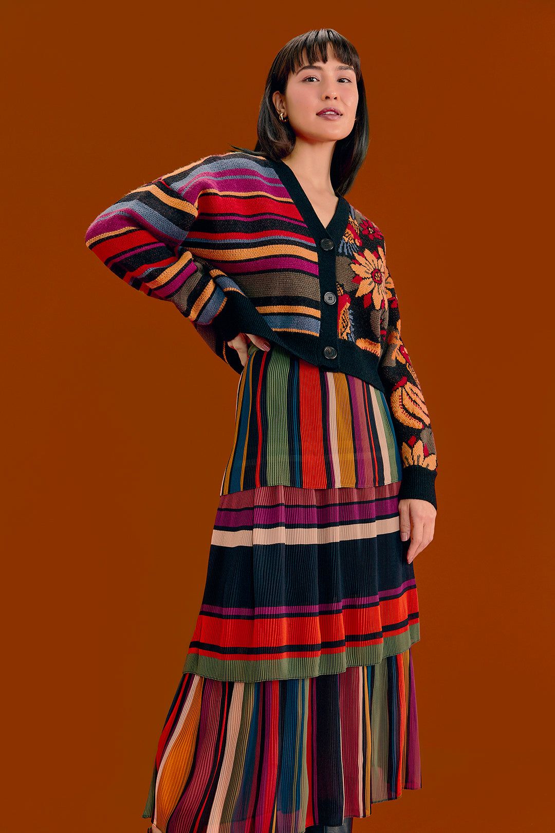 Extraordinary Stripes Midi Skirt sold by FARM Rio