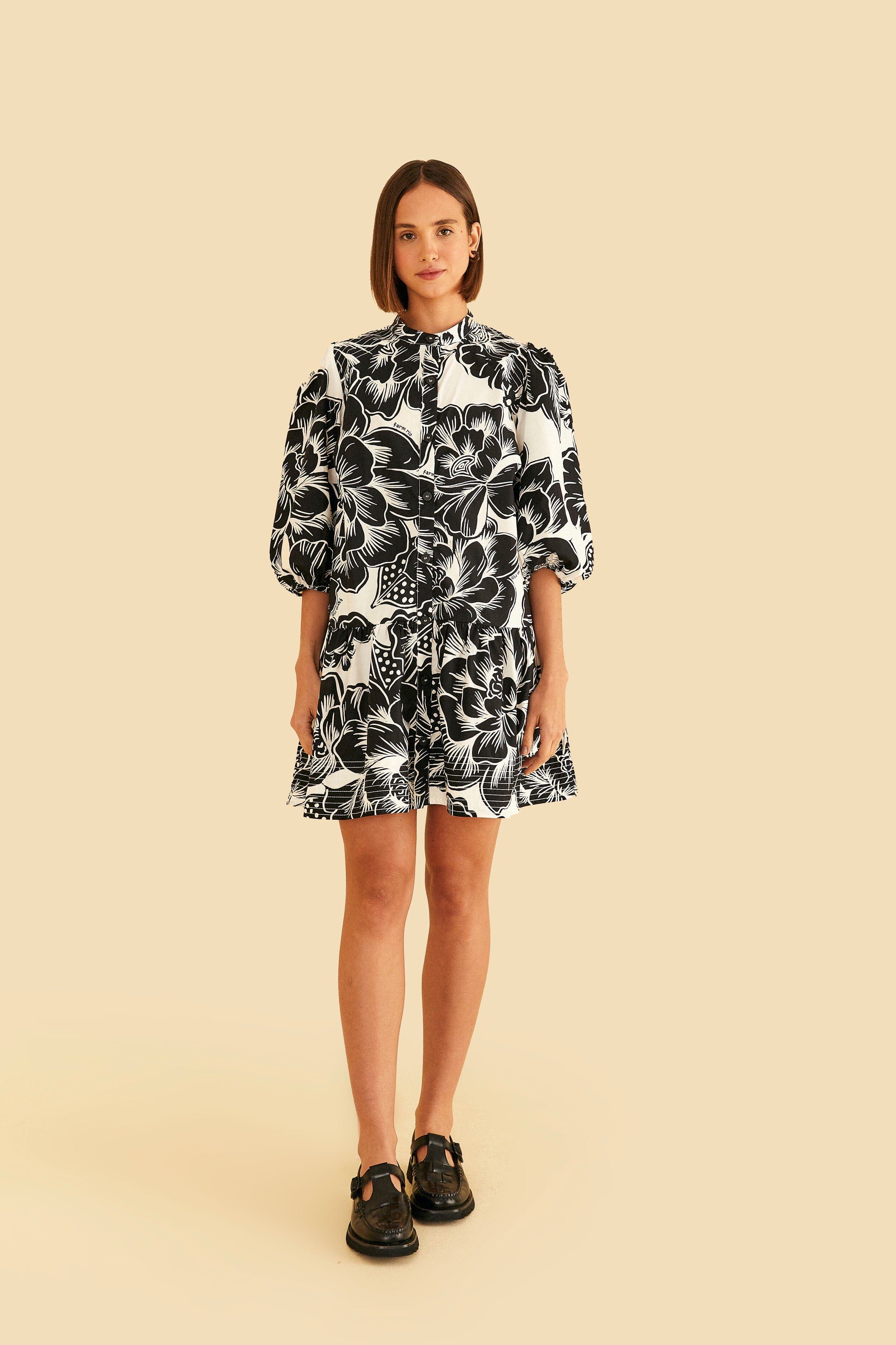 Off-White Chita Woodcut Organic Cotton Mini Dress sold by FARM Rio