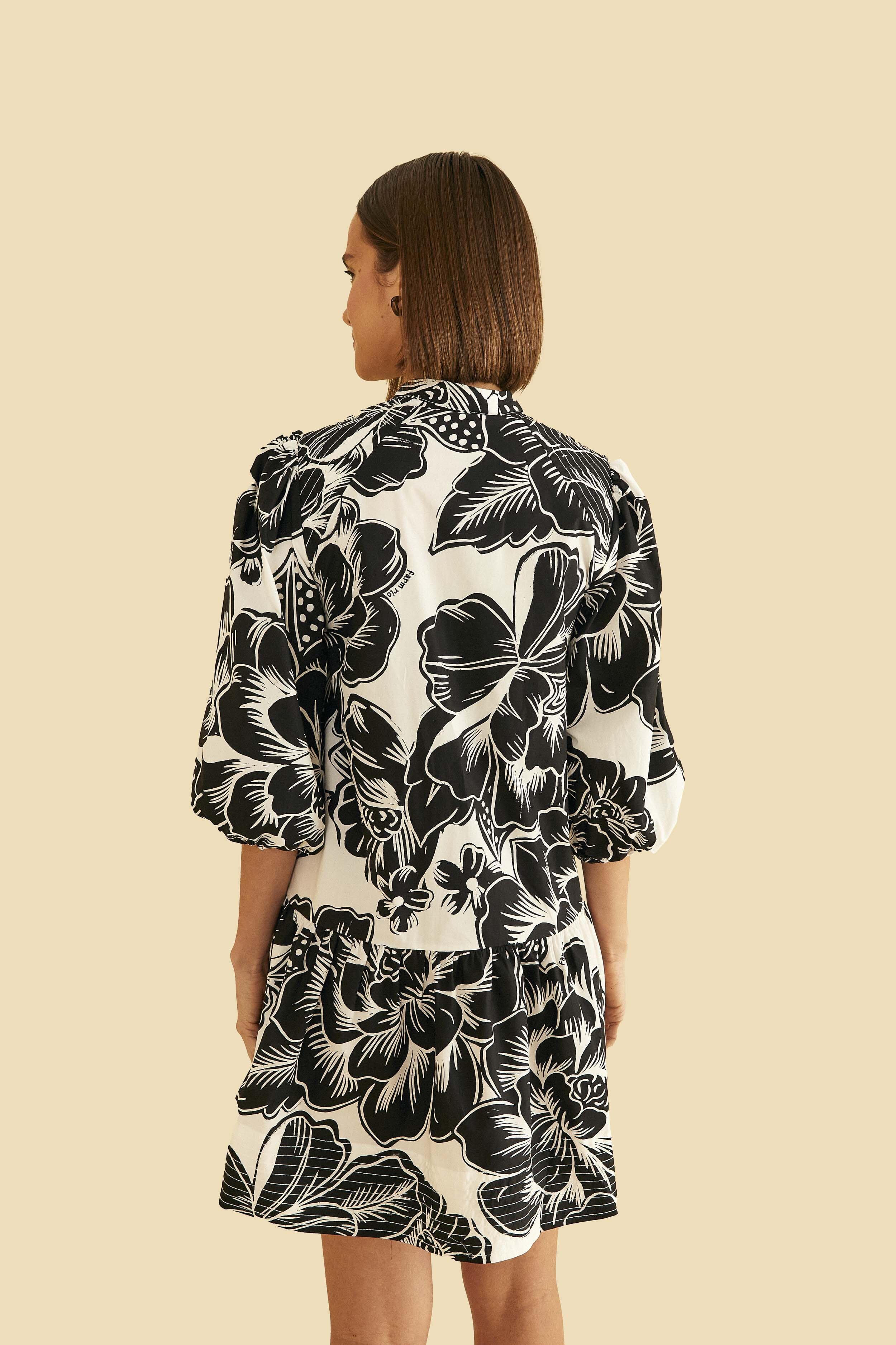 Off-White Chita Woodcut Organic Cotton Mini Dress sold by FARM Rio product image thumbnail 4