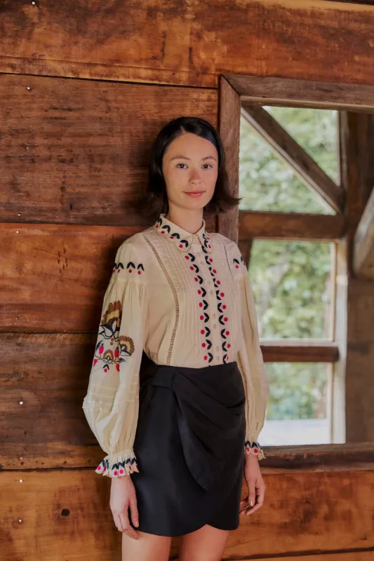 Black Taffeta Mini Skirt sold by FARM Rio