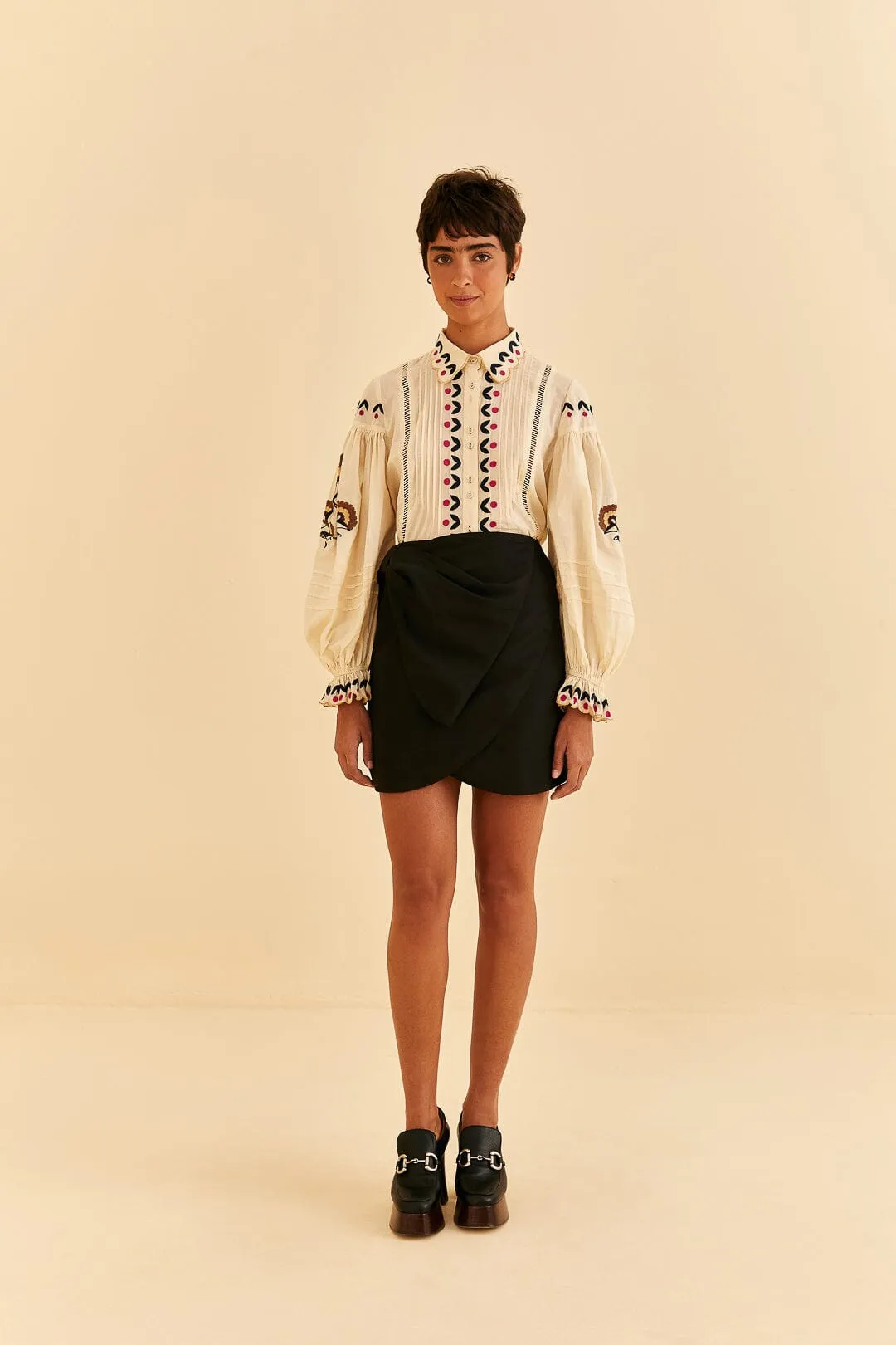 Black Taffeta Mini Skirt sold by FARM Rio product image thumbnail 2