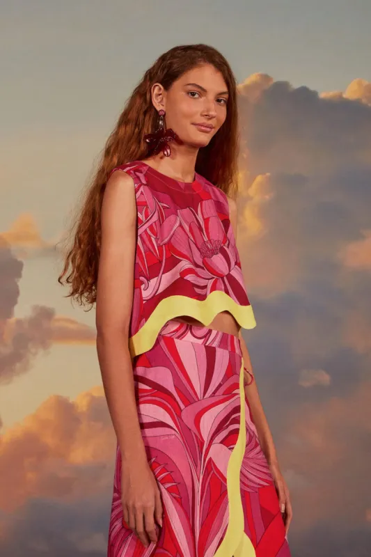 Red Endless Summer Crop Top sold by FARM Rio