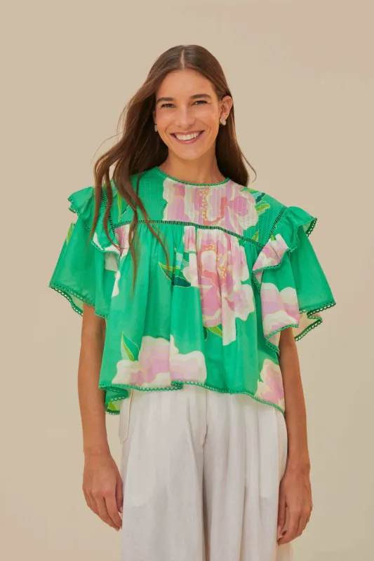 Green Floral Vibing Blouse sold by FARM Rio