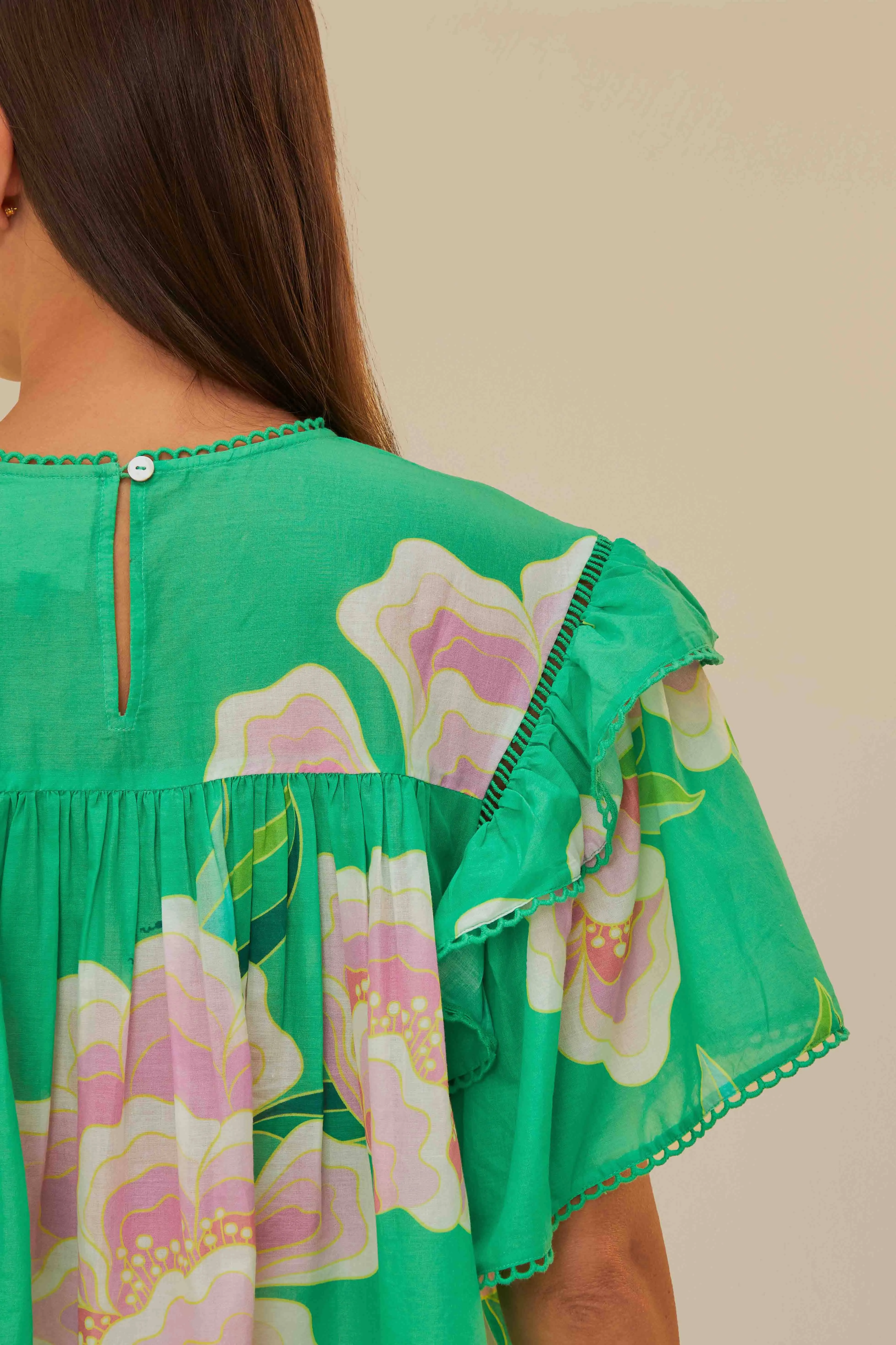 Green Floral Vibing Blouse sold by FARM Rio product image thumbnail 3