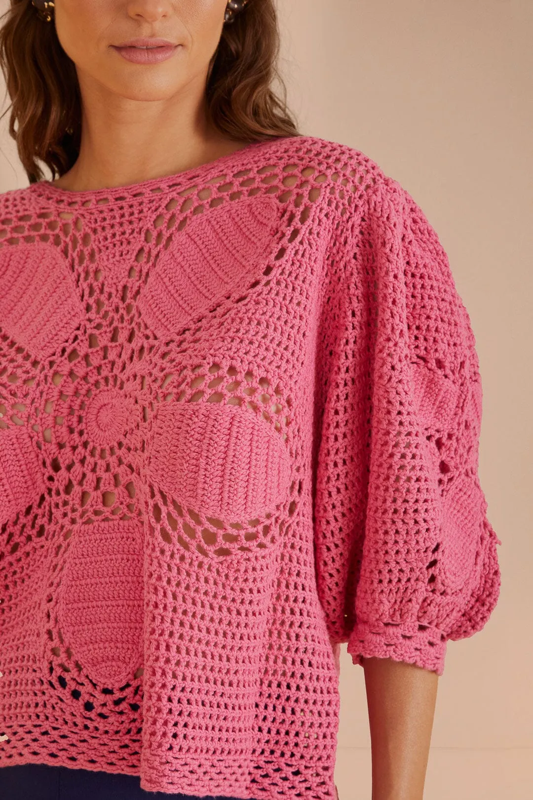 Blush Flower Draw Crochet Blouse sold by FARM Rio product image thumbnail 2