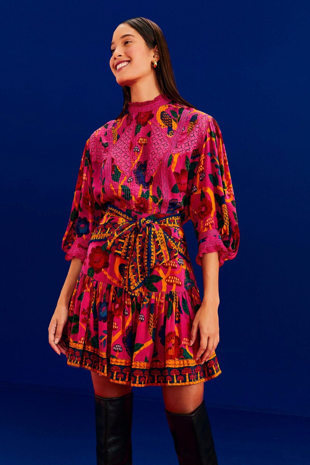 Pink Sweet Forest Mini Skirt sold by FARM Rio