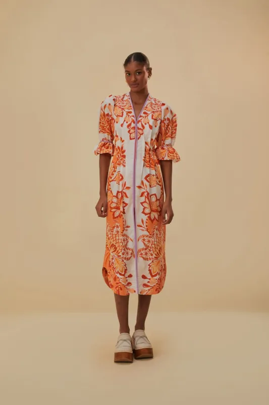 Orange Aura V Neck Midi Dress sold by FARM Rio