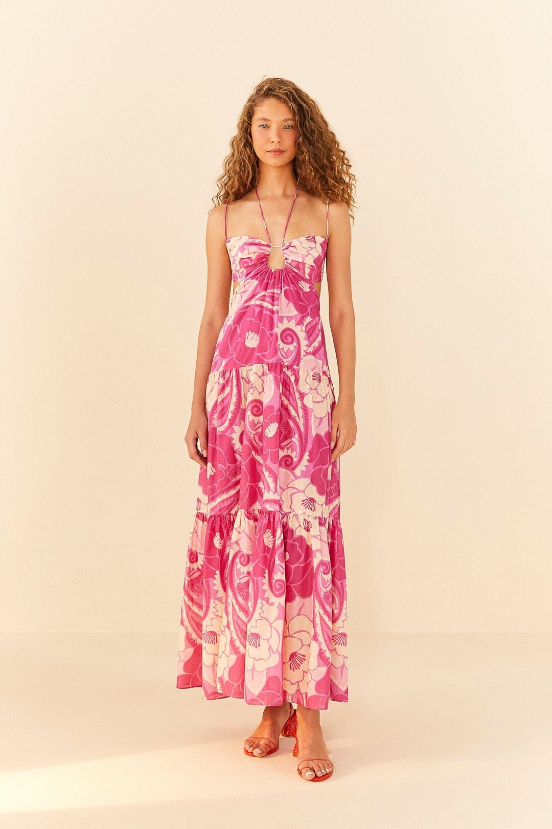 Pink Tropical Groove Maxi Dress sold by FARM Rio product image thumbnail 4