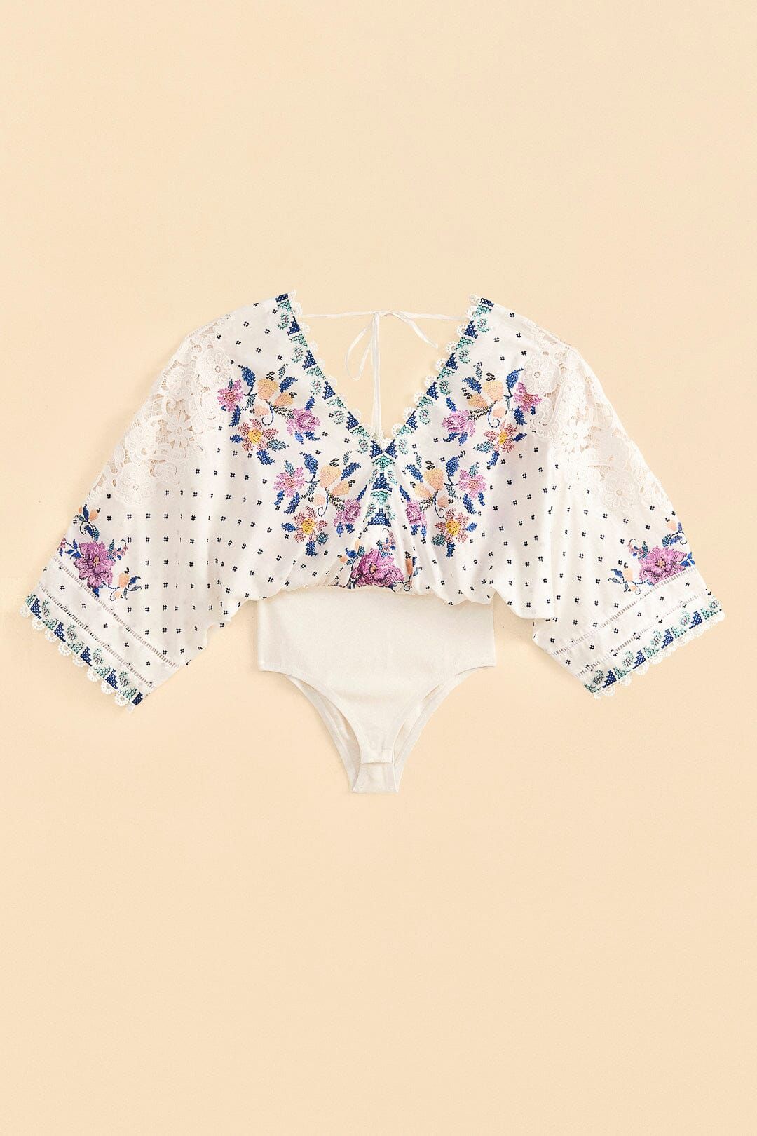 Off-White Romantic Bandanas Bodysuit sold by FARM Rio product image thumbnail 4