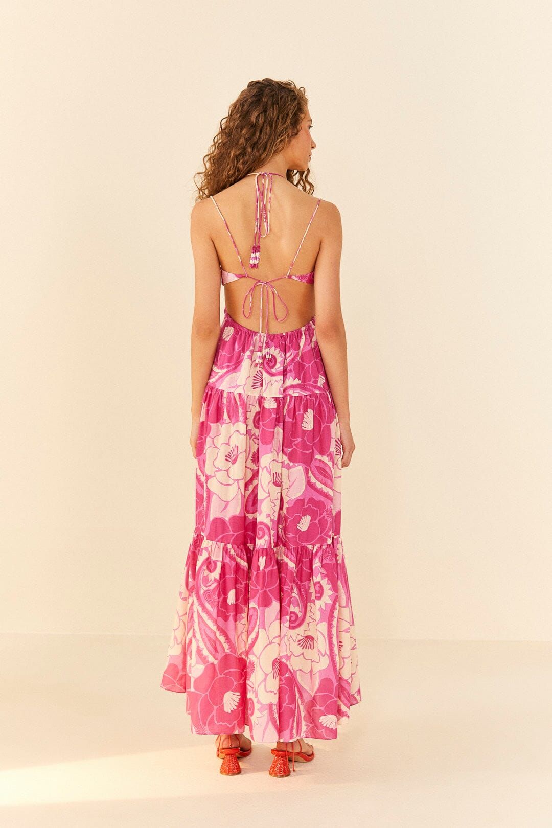Pink Tropical Groove Maxi Dress sold by FARM Rio product image thumbnail 3