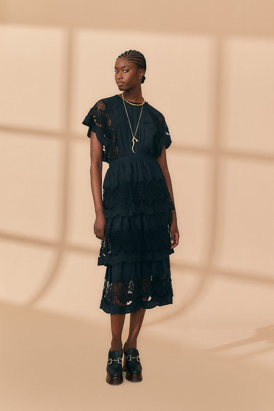 Black Richelieu Midi Dress sold by FARM Rio