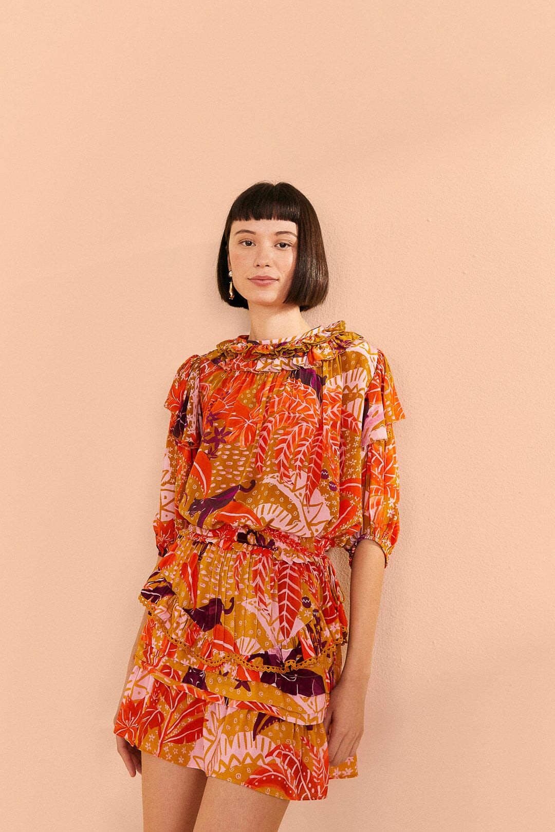 Beige Jungle Panther Mini Skirt sold by FARM Rio