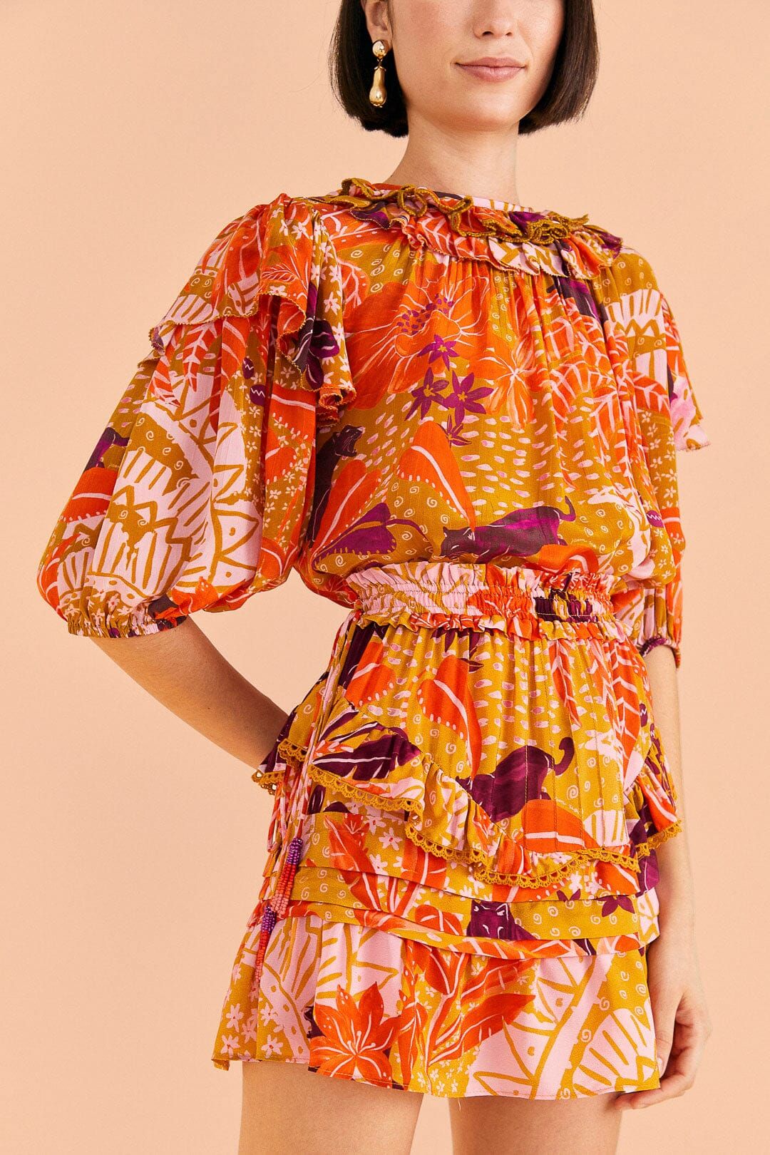 Beige Jungle Panther Mini Skirt sold by FARM Rio product image thumbnail 3