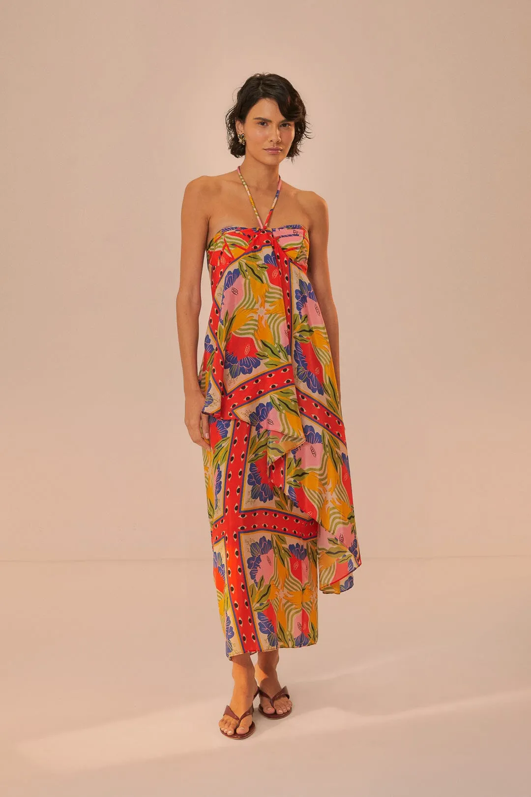 Sand Surreal Scarf Sleeveless Maxi Dress sold by FARM Rio