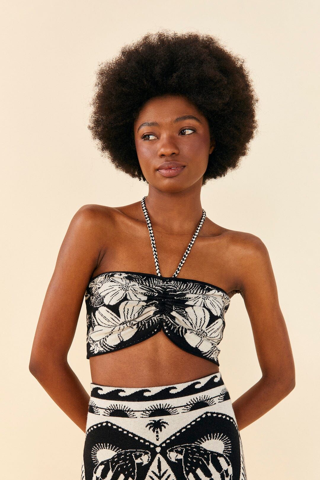 Black Macaw Elegance Knit Top sold by FARM Rio