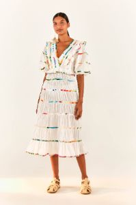 Mixed Off-White Prints Midi Dress sold by FARM Rio