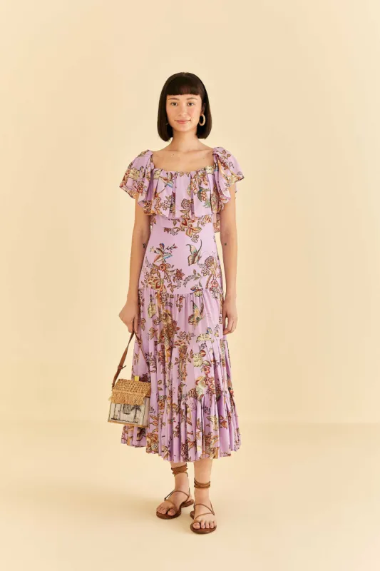 Lilac Floral Monkey Short Sleeve Maxi Dress sold by FARM Rio