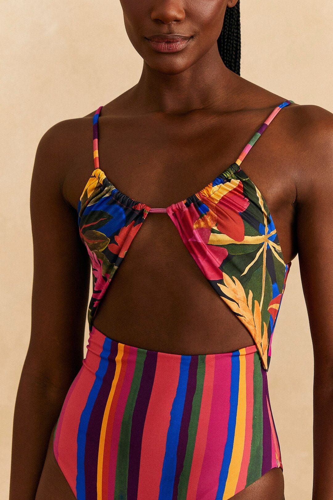 Floral Tropical Blue + Colorful Stripes One Piece sold by FARM Rio product image thumbnail 3
