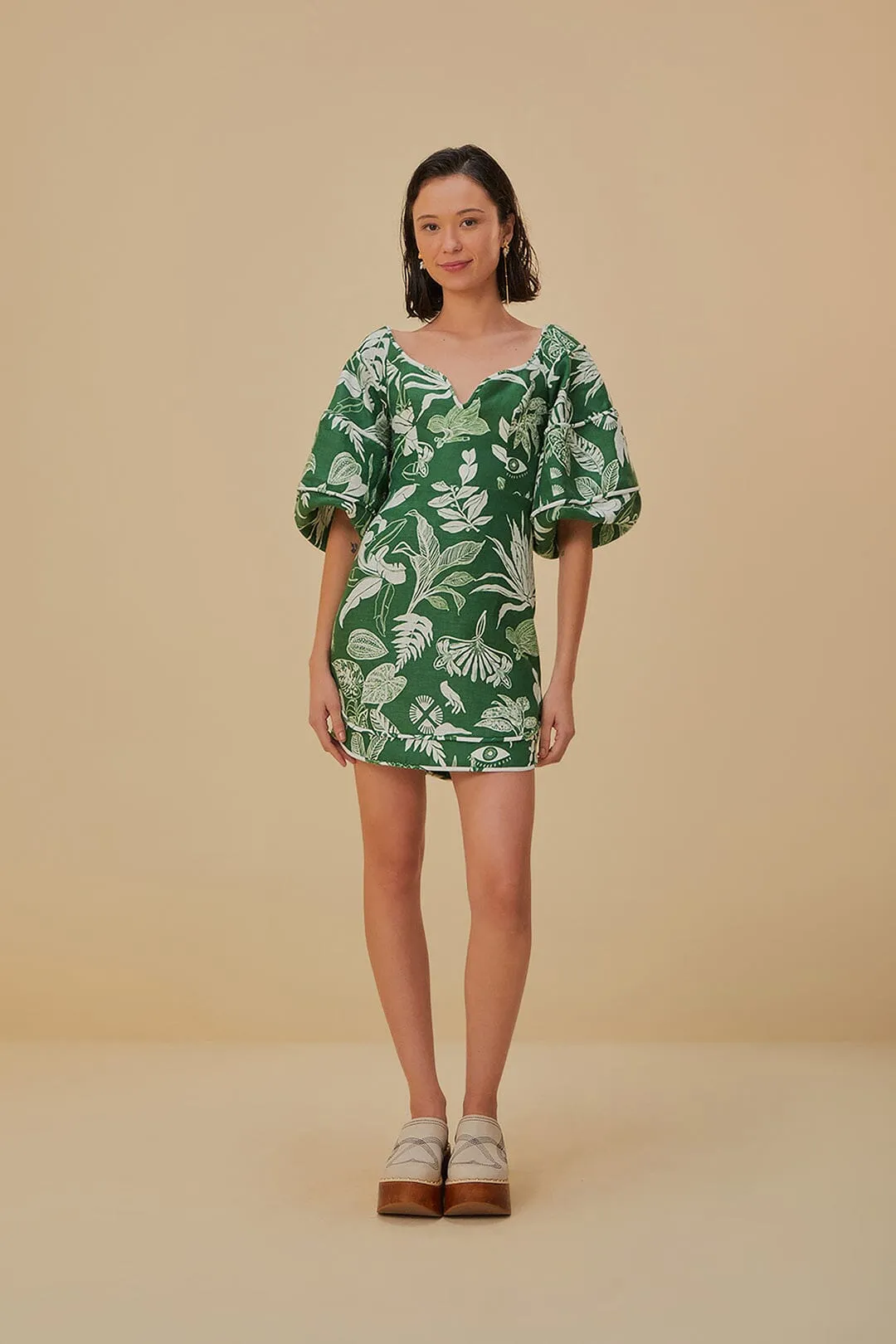 Forest Soul Green Short Sleeve Mini Dress sold by FARM Rio