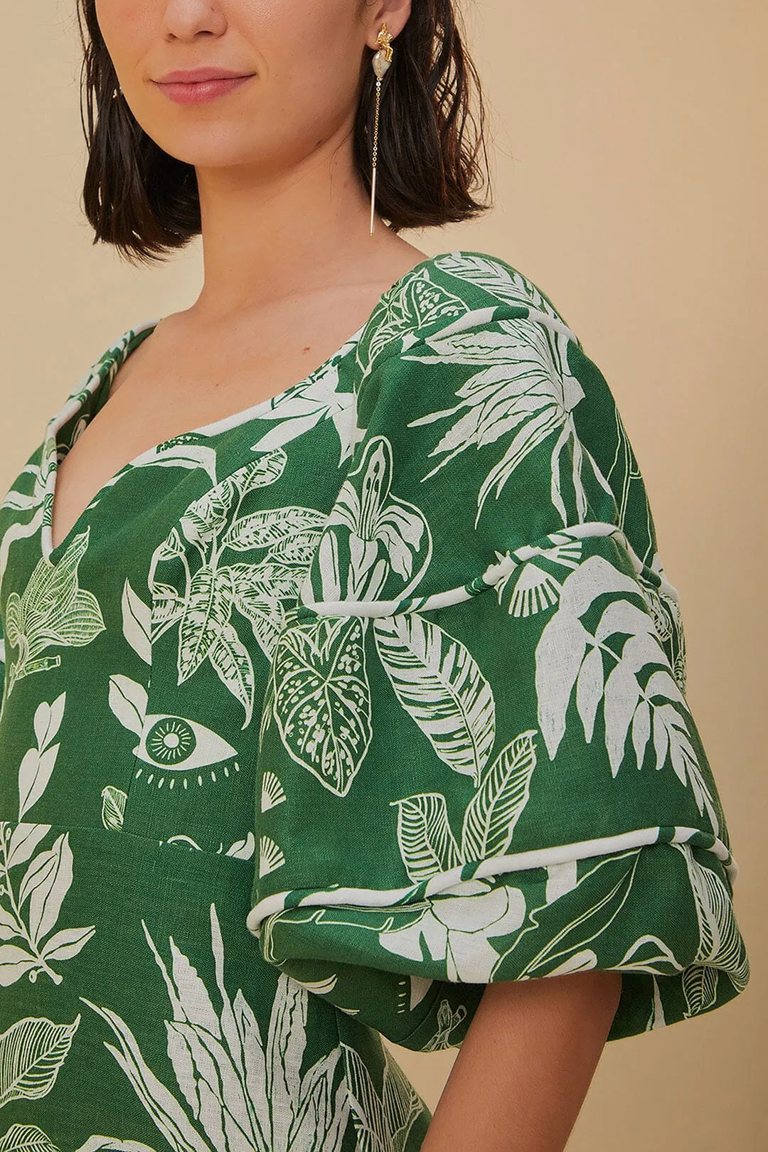 Forest Soul Green Short Sleeve Mini Dress sold by FARM Rio product image thumbnail 3