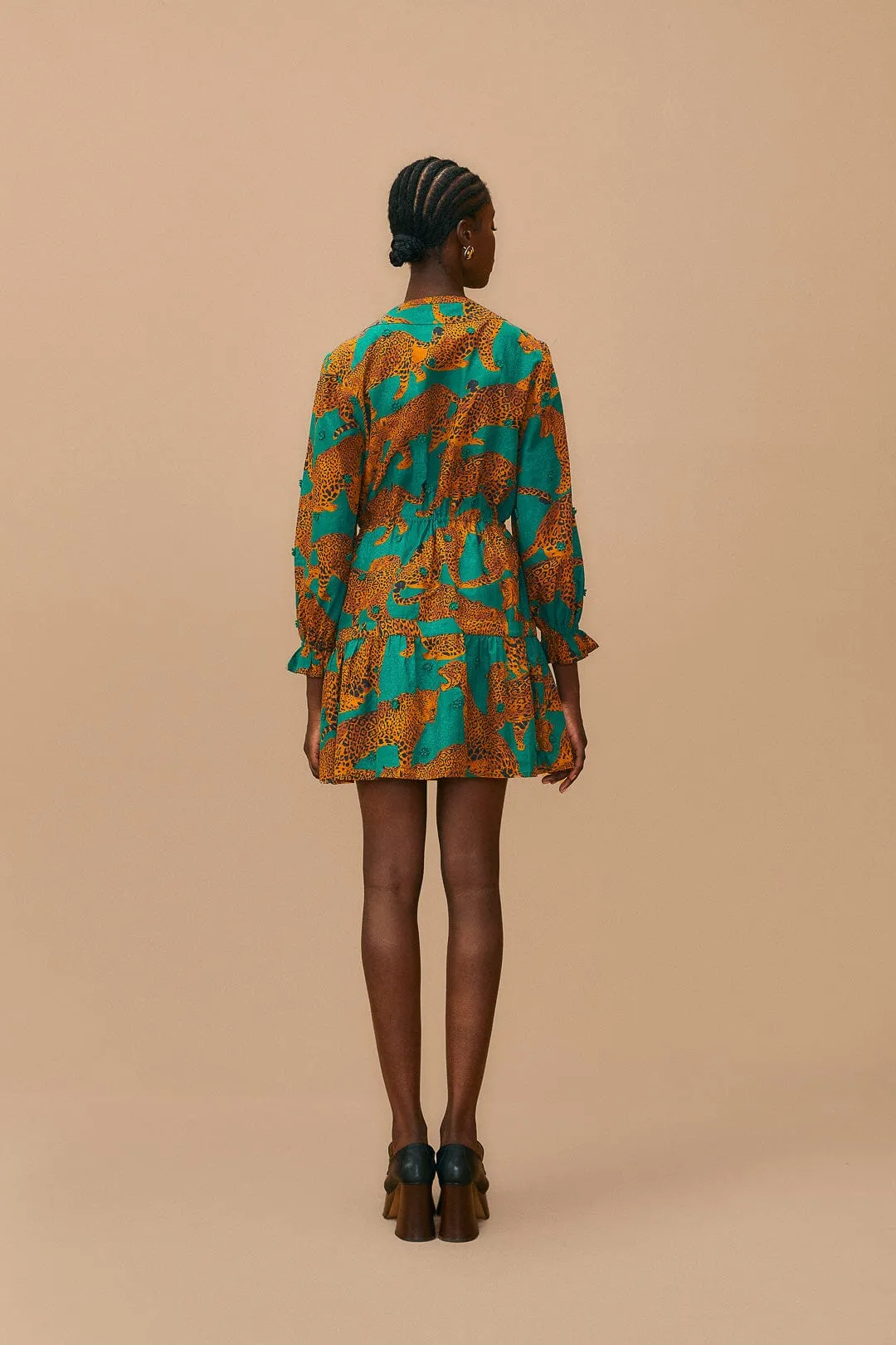 Green Artsy Leopards Long Sleeve Mini Dress sold by FARM Rio product image thumbnail 4