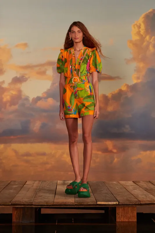 Orange Fresh Macaws Romper sold by FARM Rio