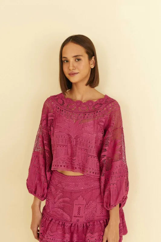 Pink Boa Morada Guipire Crop Top sold by FARM Rio