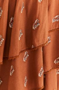 Caramel Embroidered Horses Layered Maxi Skirt sold by FARM Rio