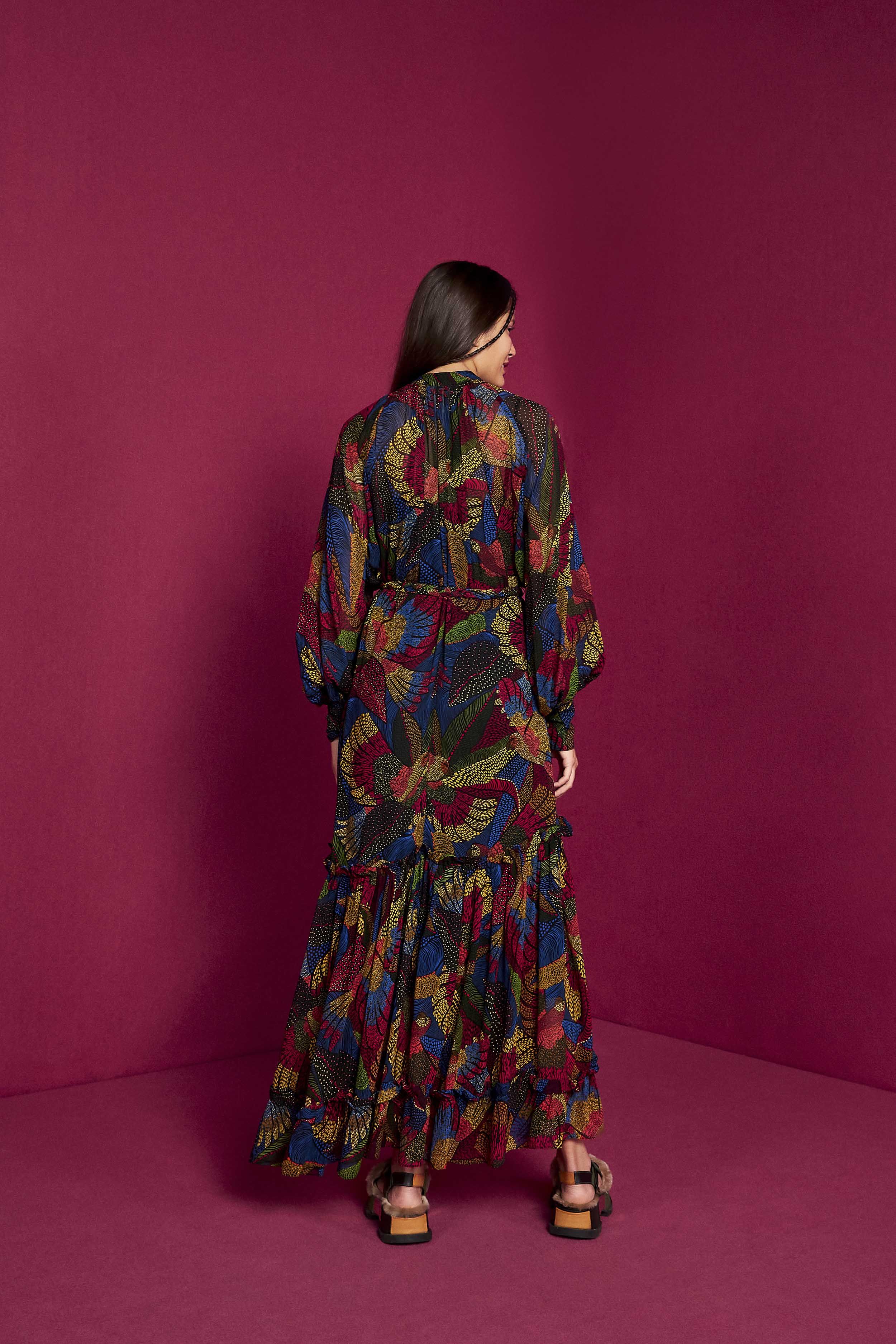 Dotted Macaws Long Sleeve Maxi Dress sold by FARM Rio product image thumbnail 2