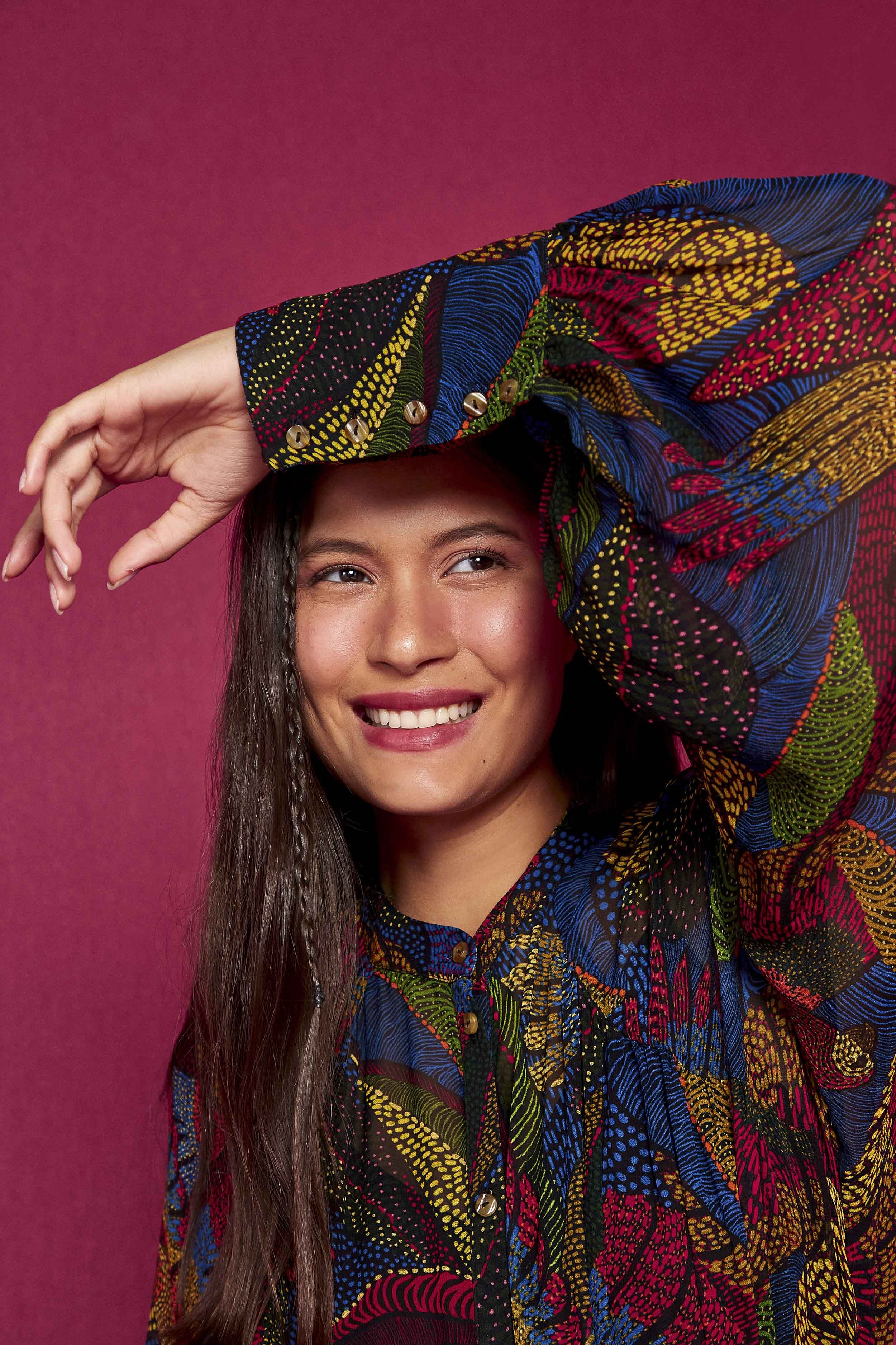 Dotted Macaws Long Sleeve Maxi Dress sold by FARM Rio product image thumbnail 5