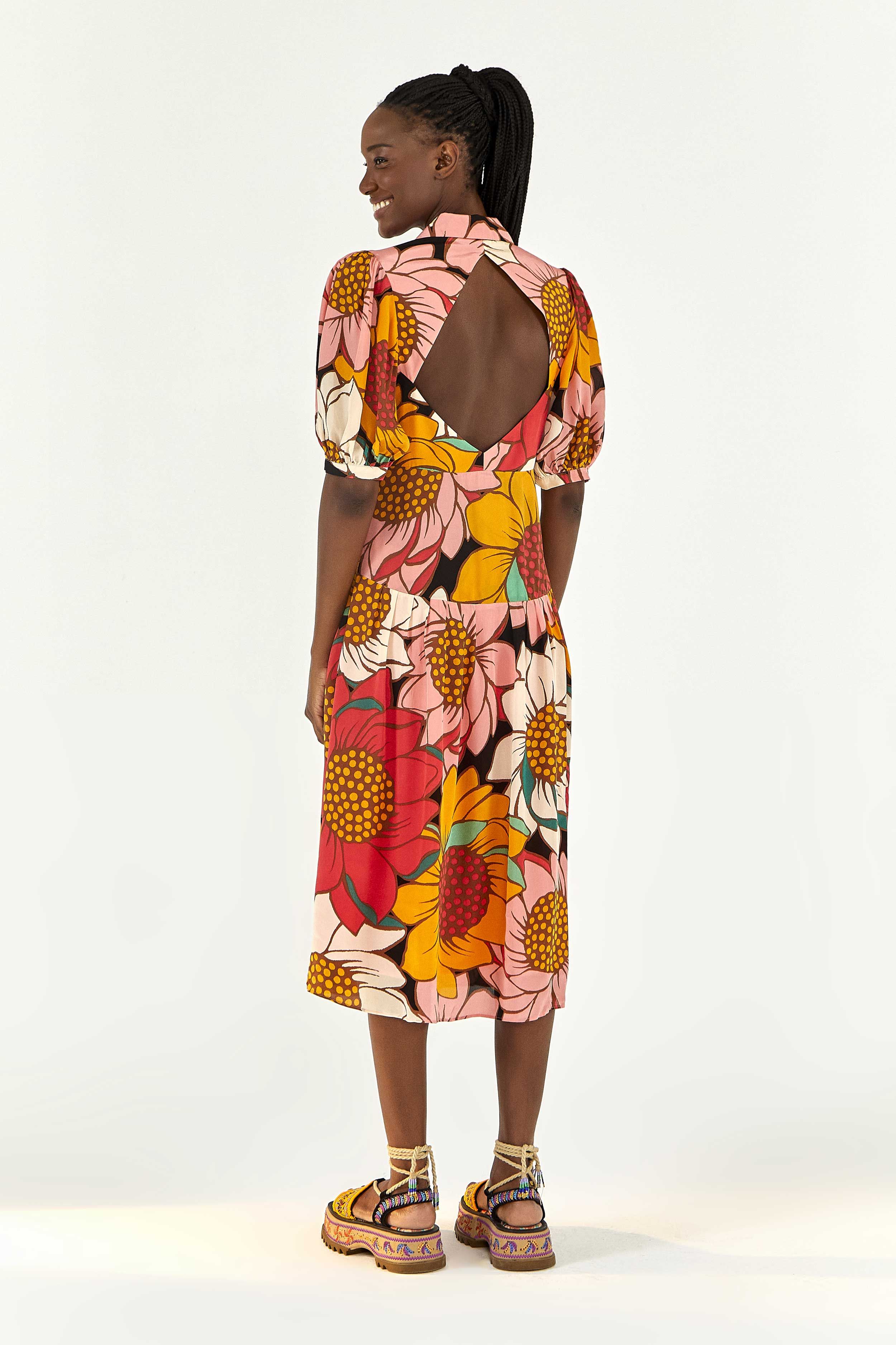Colorful Sunflowers Midi Dress sold by FARM Rio product image thumbnail 3