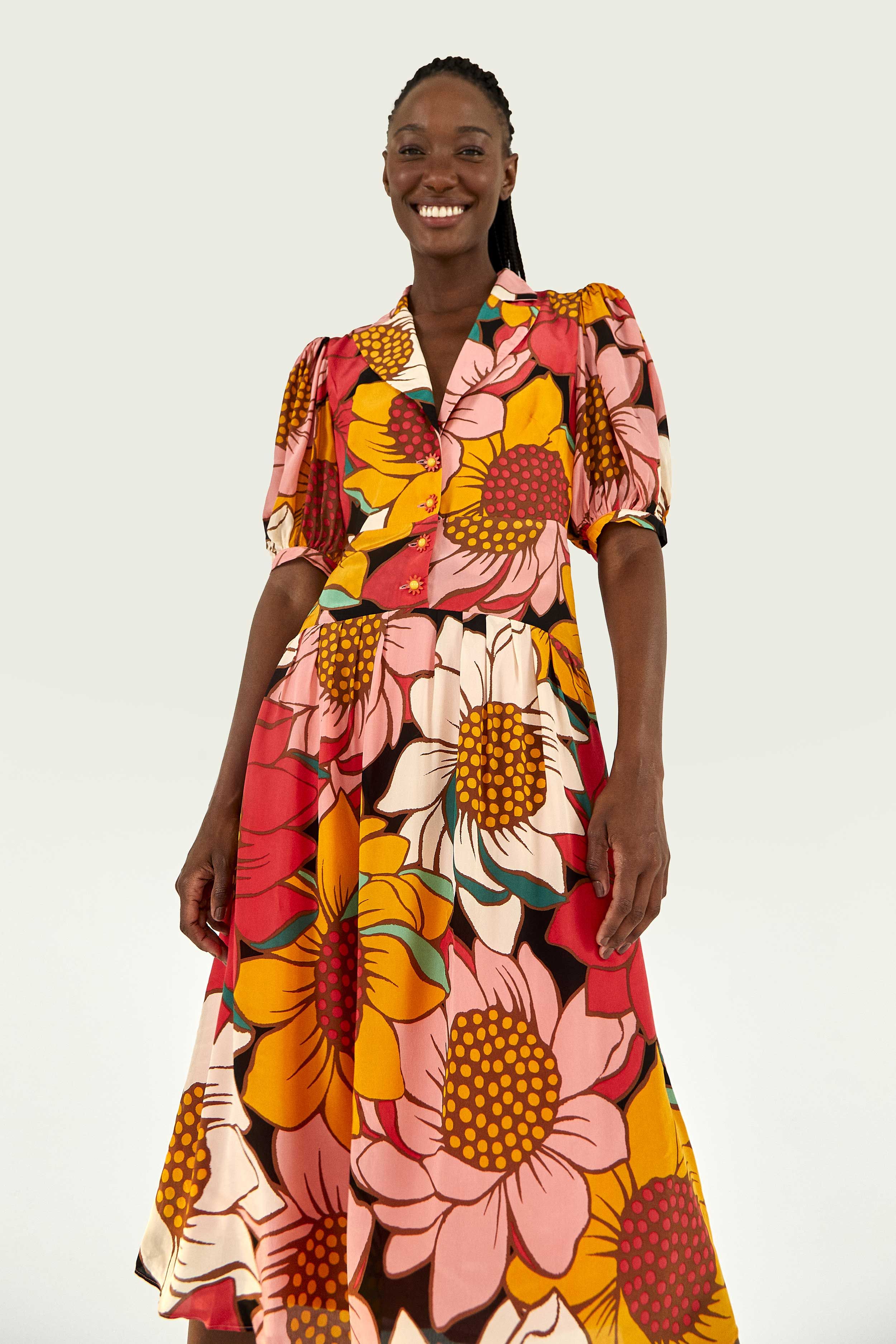 Colorful Sunflowers Midi Dress sold by FARM Rio product image thumbnail 4