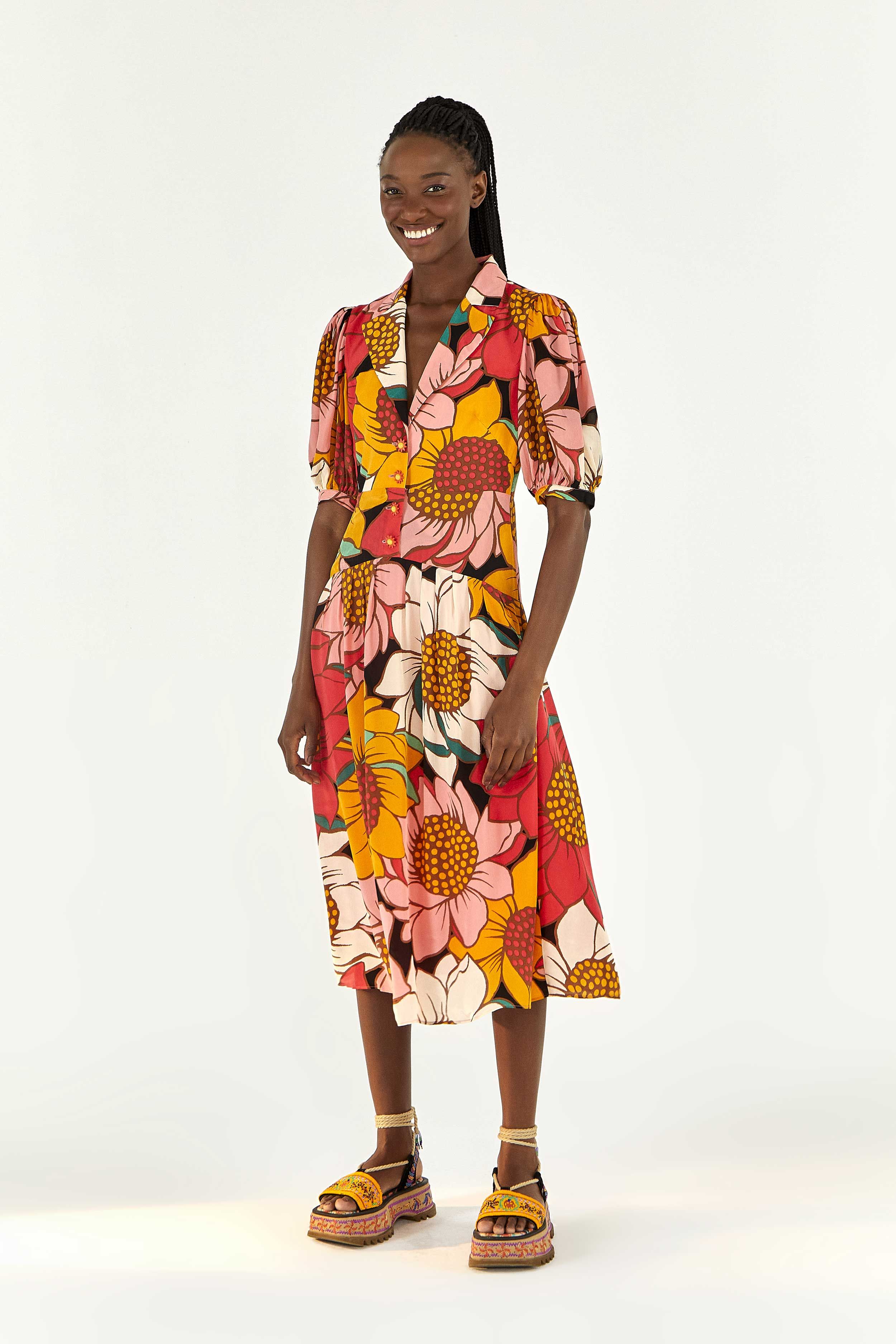 Colorful Sunflowers Midi Dress sold by FARM Rio