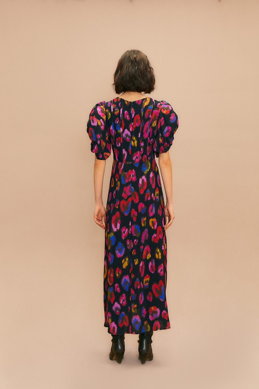 Black Iridescent Leopards Slit Midi Dress sold by FARM Rio product image thumbnail 5