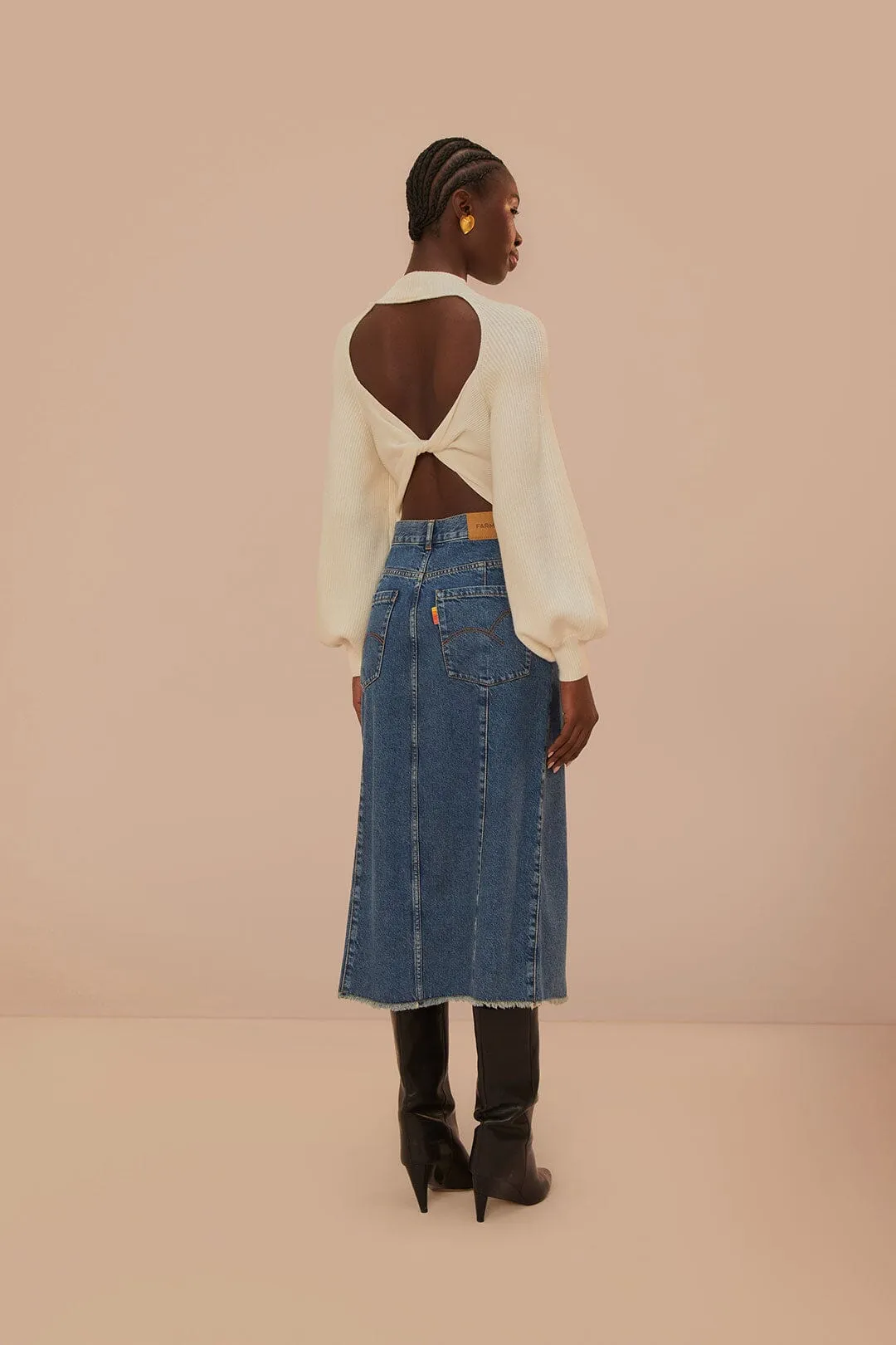 Denim Low Waist Midi Skirt sold by FARM Rio product image thumbnail 5