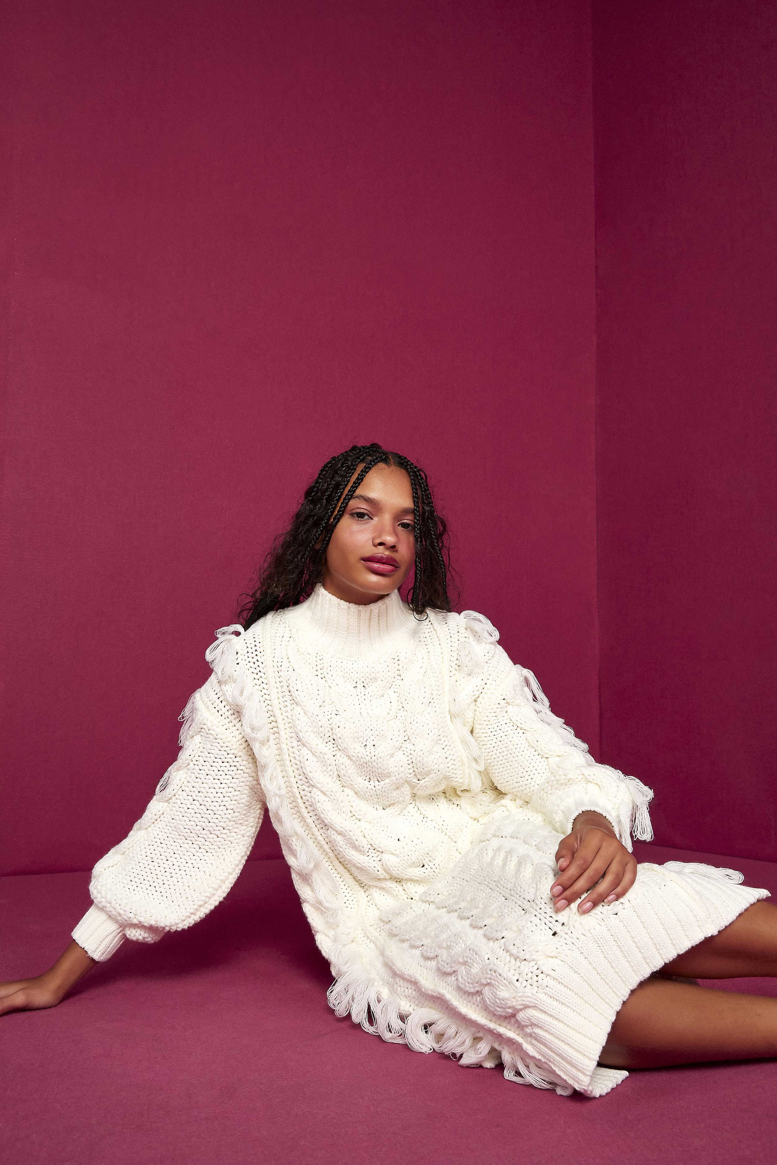 White Midi Sweater Dress sold by FARM Rio product image thumbnail 5
