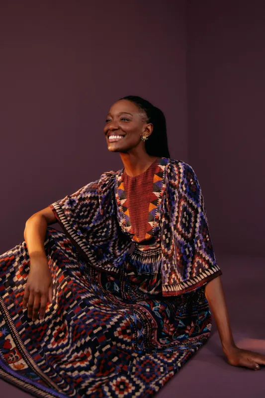 Blue Ainika Tapestry Maxi Dress sold by FARM Rio