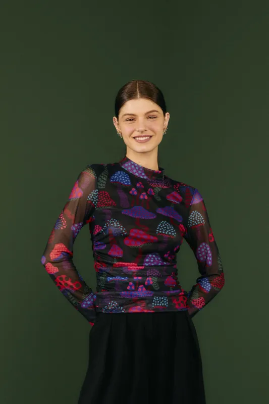 Neon Mushrooms Tulle Blouse sold by FARM Rio