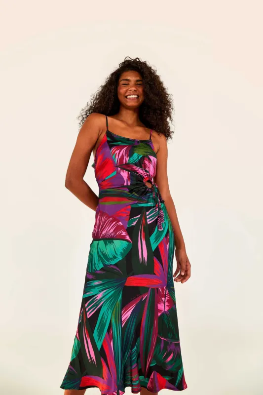 Midnight Leaves Lenzing™ Ecovero™ Viscose Cut Out Dress sold by FARM Rio