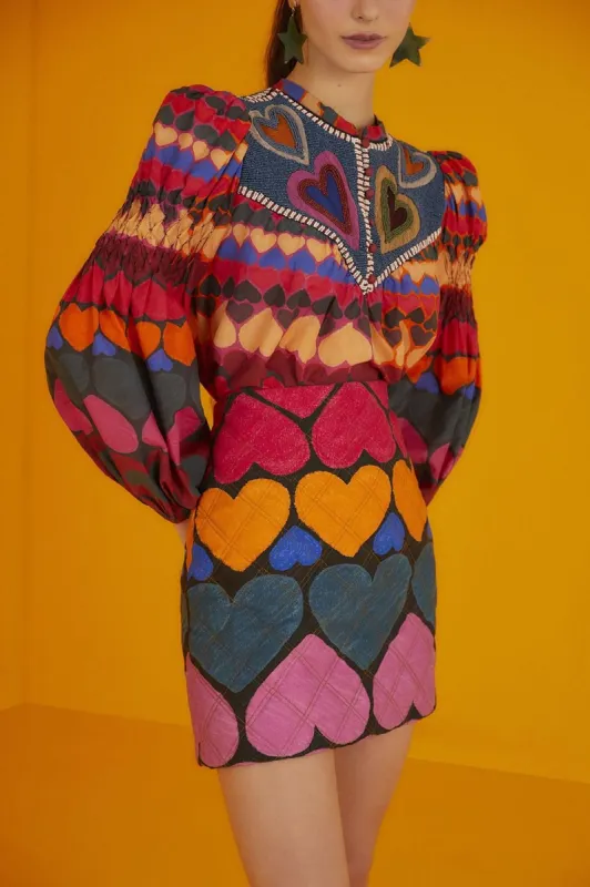 Full Of Hearts Mini Skirt sold by FARM Rio