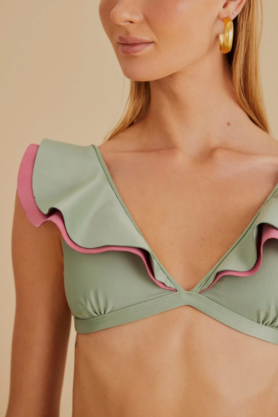 Green Ruffle Bikini Top sold by FARM Rio product image thumbnail 3