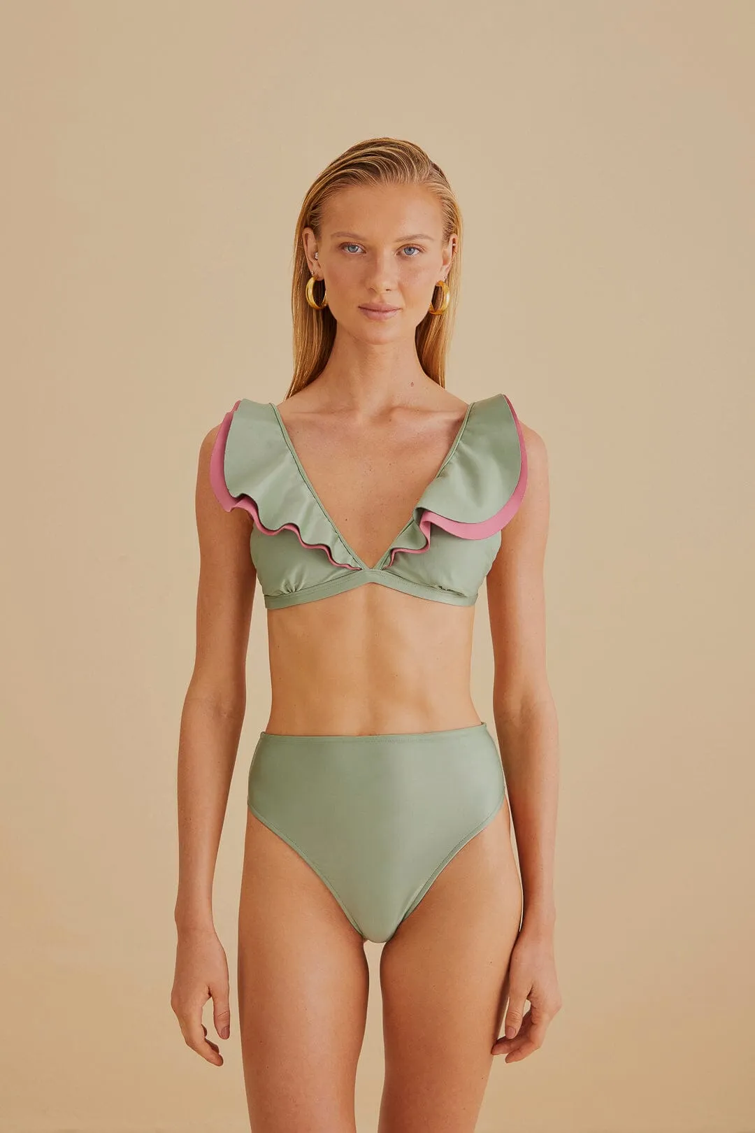 Green Ruffle Bikini Top sold by FARM Rio product image thumbnail 2