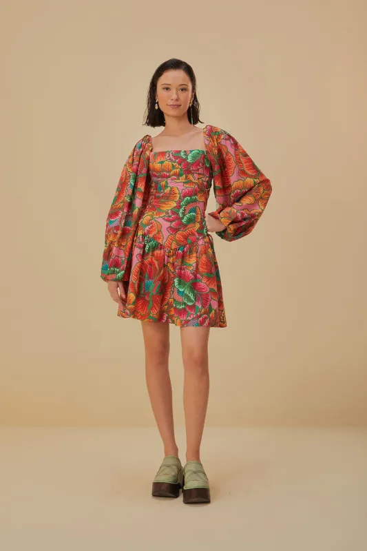 Pink Beaded Spring Lenzing™ Ecovero™ Euroflax™  Mini Dress sold by FARM Rio