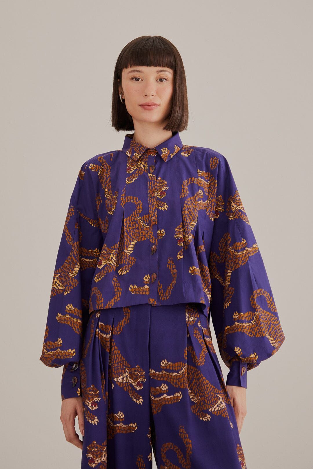 Navy Blue Leopards Long Sleeve Shirt sold by FARM Rio