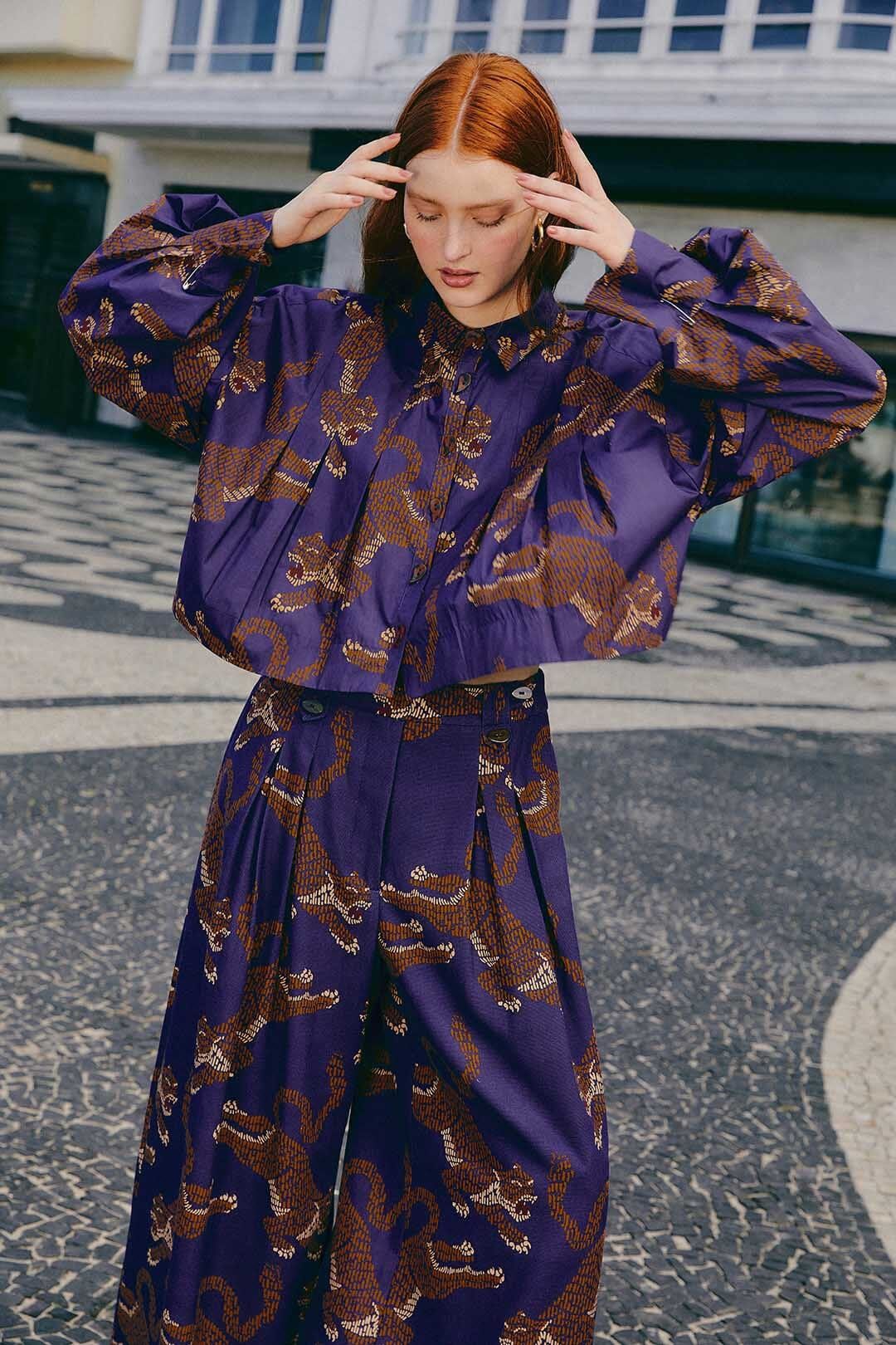 Navy Blue Leopards Long Sleeve Shirt sold by FARM Rio product image thumbnail 2