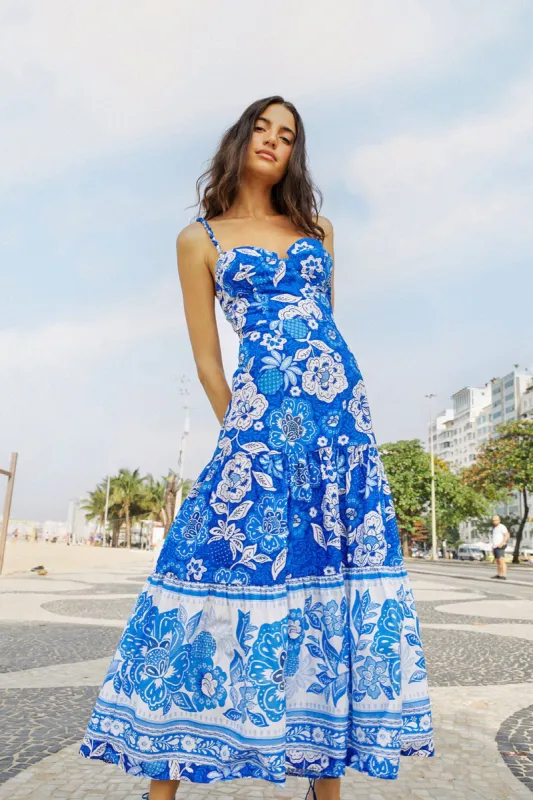 Blue Full Of Flowers Organic Cotton Midi Dress sold by FARM Rio